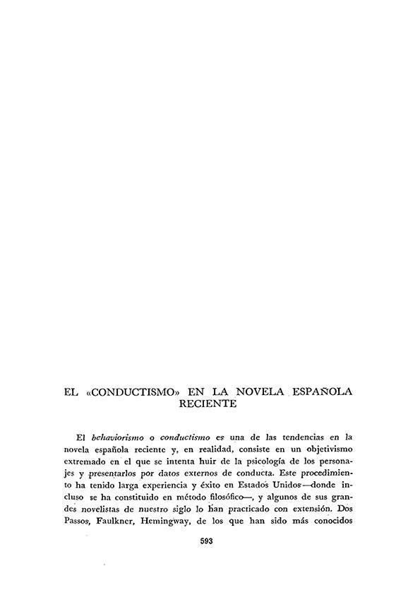 "El conductismo", en la novela española reciente / Santos Sanz Villanueva | Biblioteca Virtual Miguel de Cervantes