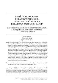 Portada:L’estètica emocional de la transformació: una revisitació barroca de la faula d’Apol·lo i Dafne / Pep Valsalobre 
