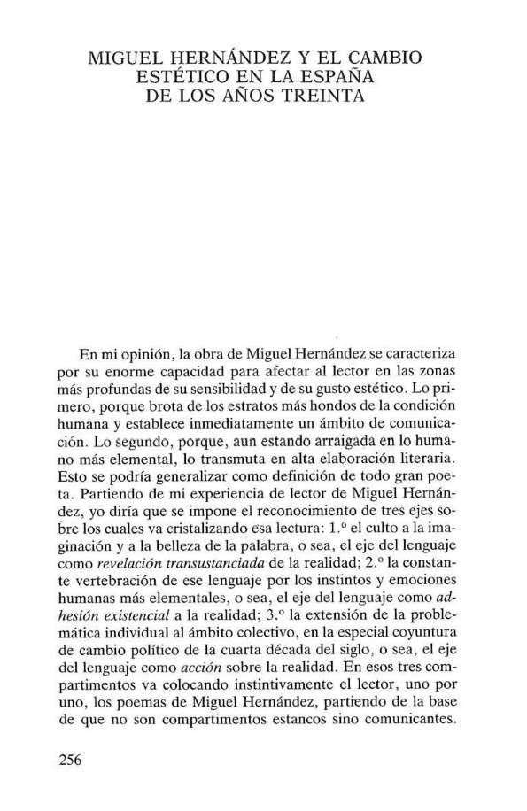 Miguel Hernández y el cambio estético en la España de los años 30 / Guillermo Carnero Arbat | Biblioteca Virtual Miguel de Cervantes