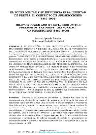 El poder militar y su influencia en la libertad de prensa: el conflicto de jurisdicciones (1883-1906) / María Lopez de Ramón | Biblioteca Virtual Miguel de Cervantes