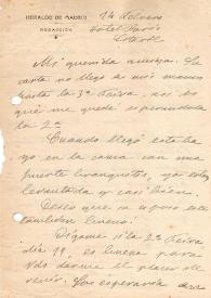 Carta de Carmen de Burgos a Perpétua Nóbrega-Quintal. Madrid, 14 de febrero [1920] | Biblioteca Virtual Miguel de Cervantes