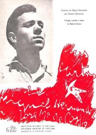 Portada:Miguel Hernández: las cartas a José María de Cossío  / \"presencia de Miguel Hernández\" por Vicente Aleixandre ; prólogo, estudio y notas de Rafael Gómez