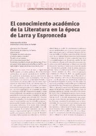 El conocimiento académico de la Literatura en la época de Larra y Espronceda / Felipe González Alcáraz | Biblioteca Virtual Miguel de Cervantes