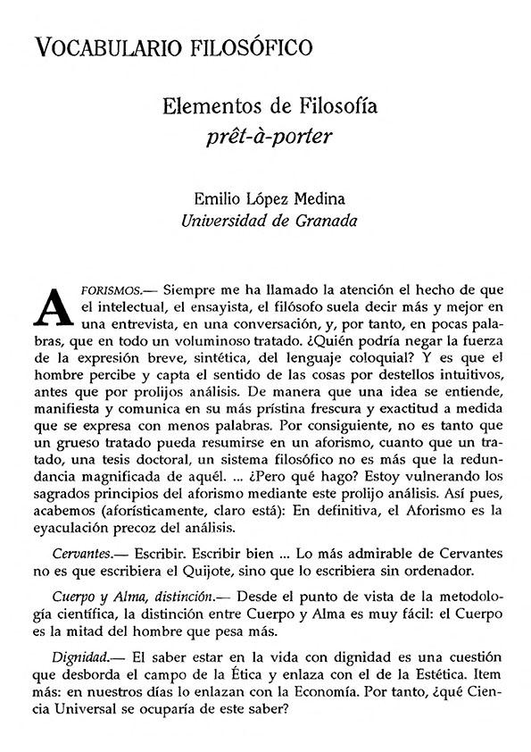 Elementos de filosofía pret-à-porter / Emilio López Medina | Biblioteca Virtual Miguel de Cervantes