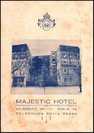 Folleto publicitario del Hotel Majestic | Biblioteca Virtual Miguel de Cervantes