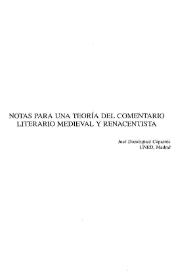 Notas para una teoría del comentario literario medieval y renacentista / José Domínguez Caparrós | Biblioteca Virtual Miguel de Cervantes