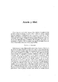 Más información sobre Azorín y Miró / Mariano Baquero Goyanes