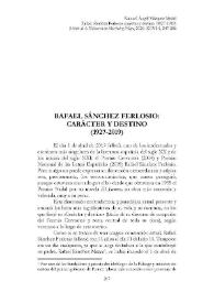 Portada:Rafael Sánchez Ferlosio: carácter y destino (1927-2019) [necrológica] / Manuel Ángel Vázquez Medel