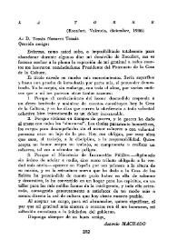 Más información sobre Carta de Antonio Machado a Tomás Navarro Tomás. Rocafort (Valencia), diciembre de 1936