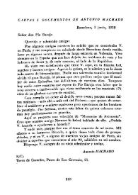 Más información sobre Carta de Antonio Machado a Pío Baroja. Barcelona, 1 de junio de 1938