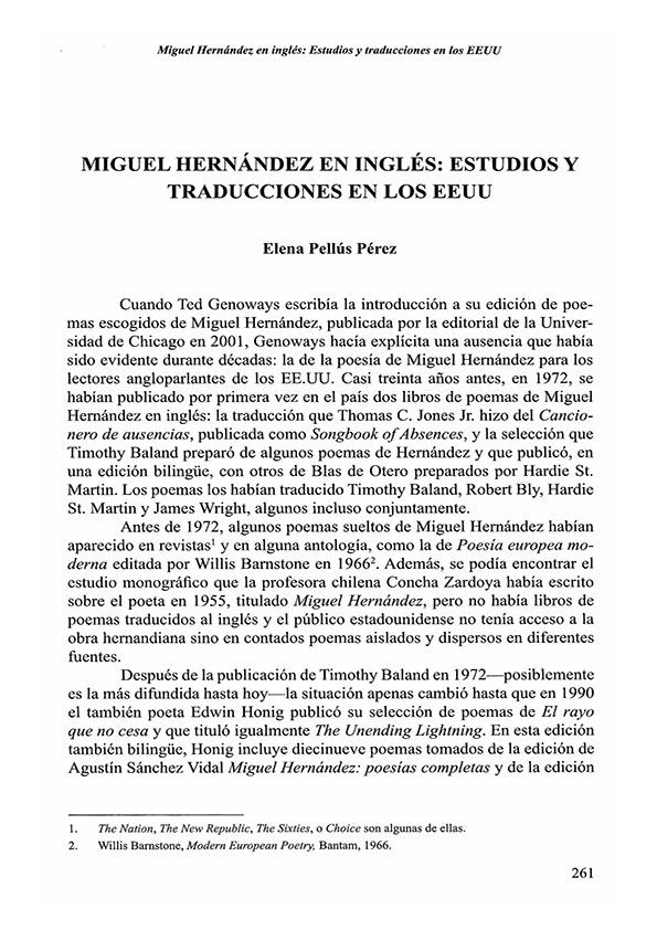 Miguel Hernández en inglés: estudios y traducciones en los EEUU / Elena Pellús Pérez | Biblioteca Virtual Miguel de Cervantes
