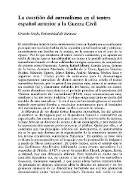 Portada:La cuestión del surrealismo en el teatro español anterior a la Guerra Civil  / Urszula Aszyk