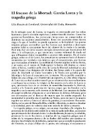 El fracaso de la libertad: García Lorca y la tragedia griega  / Lilia Boscán de Lombardi | Biblioteca Virtual Miguel de Cervantes
