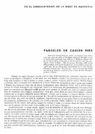  En el cinquantanari de la mort de Maragall. Paraules de Carles Riba | Biblioteca Virtual Miguel de Cervantes