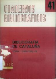 Más información sobre Bibliografía de Cataluña. Notas para su realización.  Tomo I (1481-1765) / por María del Carmen Simón Palmer