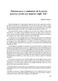Orientaciones y tendencias de la poesía peruana escrita por mujeres (siglo XX)  / Roland Forgues | Biblioteca Virtual Miguel de Cervantes