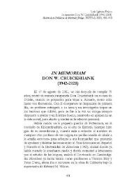 Portada:In memoriam Don W. Cruickshank (1942-2021) [necrológica] / Luis Iglesias Feijoo 