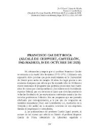 Portada:Francisco Caudet Roca (Alcalá de Chisvert, Castellón, 1942-Madrid, 18 de octubre de 2021) [necrológica] / José Manuel López de Abiada