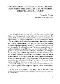 Dos recursos lingüísticos de Valera: el empleo de neologismos y de alusiones literarias en su ficción
 / Cyrus DeCoster | Biblioteca Virtual Miguel de Cervantes