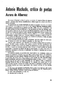 Antonio Machado, crítico de poetas / Aurora de Albornoz | Biblioteca Virtual Miguel de Cervantes