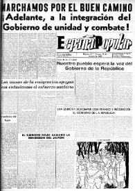 Portada:España popular : semanario al servicio del pueblo español. Año VI, núm. 255, 17 de agosto de 1945