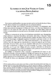 Portada:La familia de don Juan Valera en Cabra y la novela \"Pepita Jiménez\"  / Joaquín Zejalbo Martín