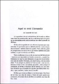 Más información sobre "Aquí se está llamando" de Leopoldo de Luis / Manuel Ariza