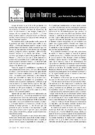 Portada:\"Lo que mi teatro es…\" por Antonio Buero Vallejo   / Virtudes Serrano    
