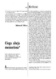 Portada:Ciega abeja memoriosa / Félix Duque 