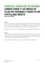 Más información sobre Carmen Conde y los inicios de Pilar Paz Pasamar a través de un epistolario inédito / Francisco Javier Díez de Revenga