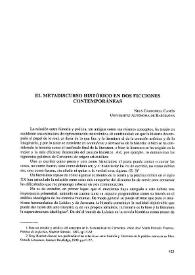 Portada:El metadiscurso histórico en dos ficciones contemporáneas  / Neus Carbonell Camós