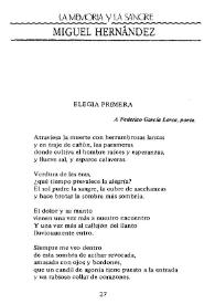 Más información sobre Elegía primera / Miguel Hernández