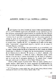 Portada:Azorín, Miró y la novela lírica / Francisco Javier Díez de Revenga