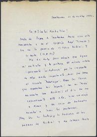 Portada:Carta de Carmen Laforet a José Carlos Rovira. Santander, 10 de octubre de 1980