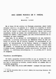 Más sobre pérdida de F- inicial / por Manuel Alvar | Biblioteca Virtual Miguel de Cervantes