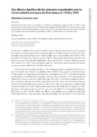 Dos diarios inéditos de los cruceros organizados por la Universidad Autónoma de Barcelona en 1934 y 1935 / Marcelino Jiménez León | Biblioteca Virtual Miguel de Cervantes