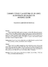 Más información sobre Carmen Conde y la historia de un libro: la biografía de Salzillo de Antonio Oliver / Francisco Javier Díez de Revenga