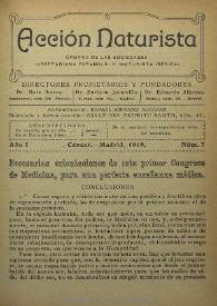 Acción Naturista. Núm. 7, 1919 | Biblioteca Virtual Miguel de Cervantes