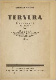 Ternura. Canciones de niños / Gabriela Mistral  | Biblioteca Virtual Miguel de Cervantes