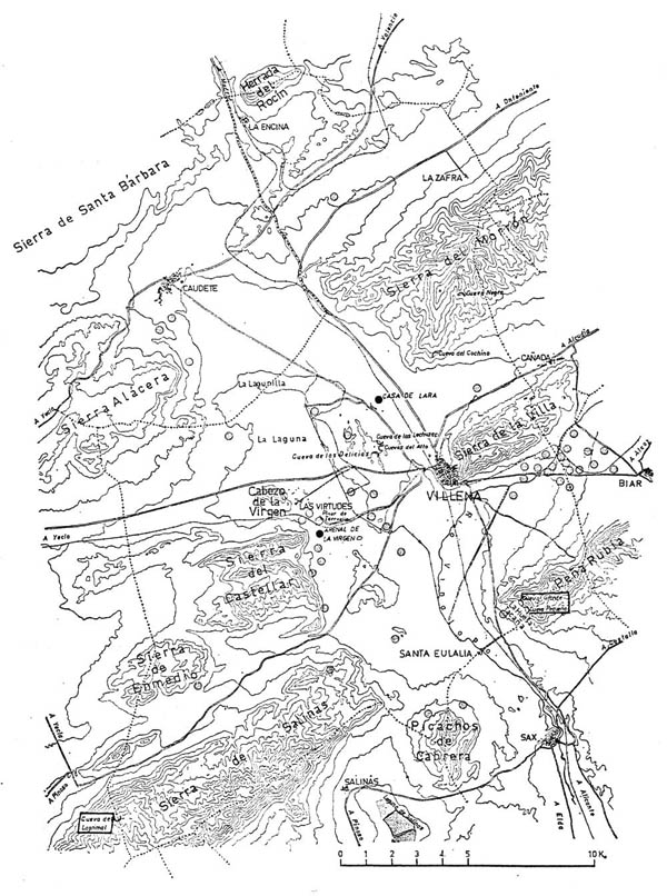 Mapa topográfico de Villena