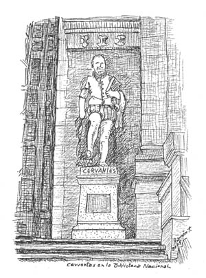 Ilustración: «Cervantes en la Biblioteca Nacional»