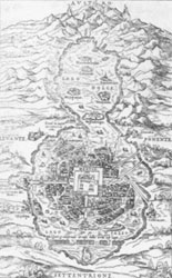 Mapa del Valle de Anáhuac recogido en la «Crónica del Conquistador Anónimo», dentro del Tercer Tomo de las Navegaciones y Viajes