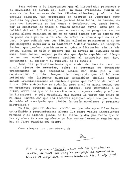 Carta de Francisco Rico a Javier Marías (página 2)